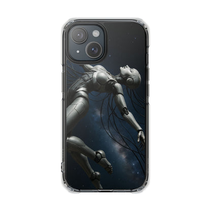 Futuristic Phone Case, Artistic Clear Impact Case for Tech Lovers, Robot Design Phone Cover, Unique Gift for Geeks, Space Theme