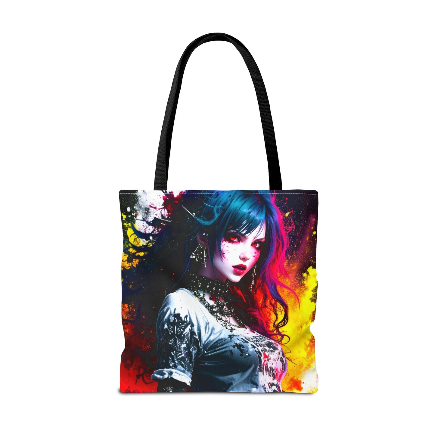 Vibrant Art Tote Bag, Gothic Chic Shopper, Colorful Beach Bag, Unique Gift for Her, Boho Style Tote, Festival Essential