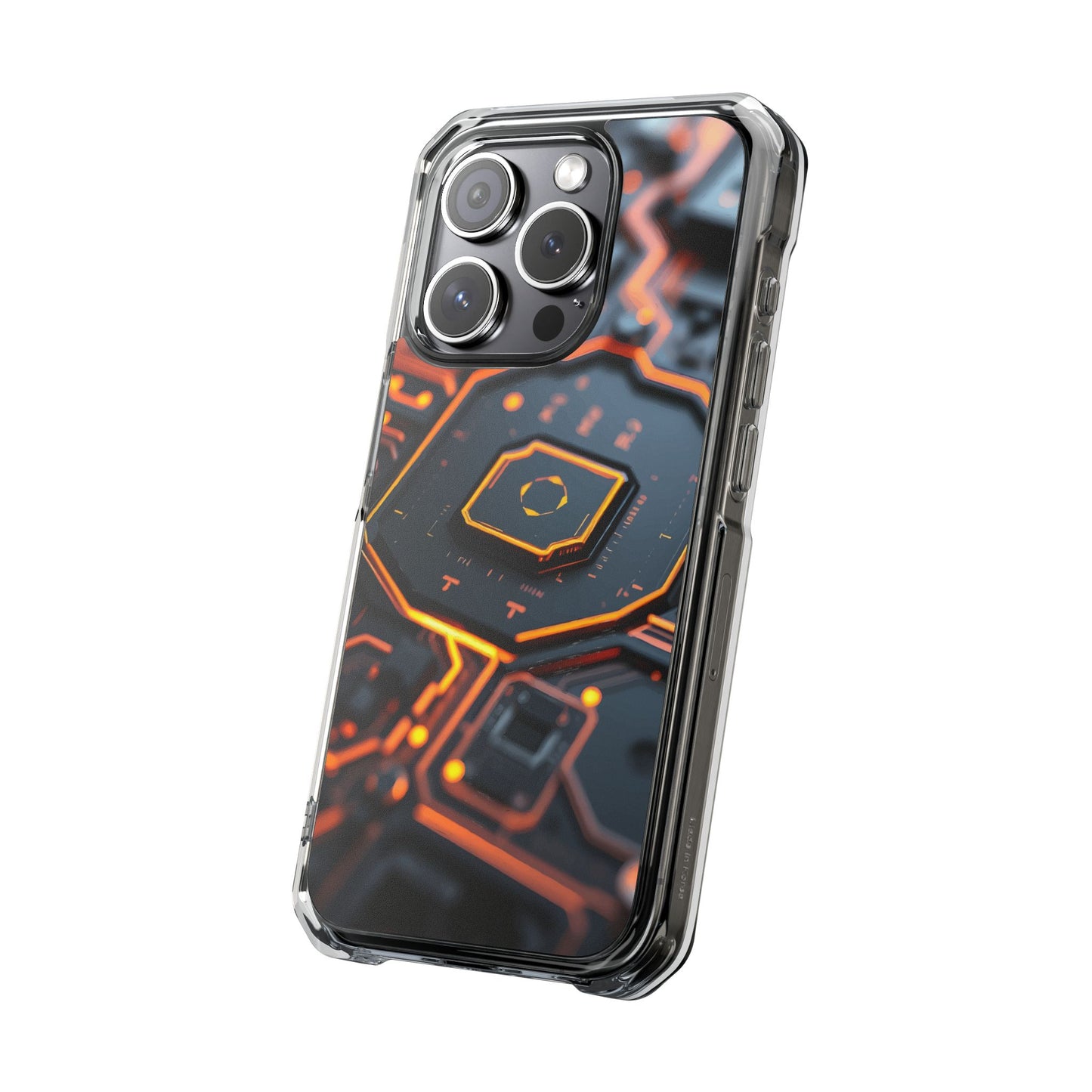 Futuristic Magnetic Phone Case, Clear Impact Case, Stylish Tech Accessory, Gifts for Tech Enthusiasts, Unique Phone Cover