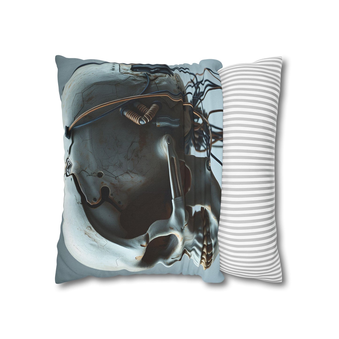 Square Pillowcase Futuristic Edge Skull Design Pillowcase