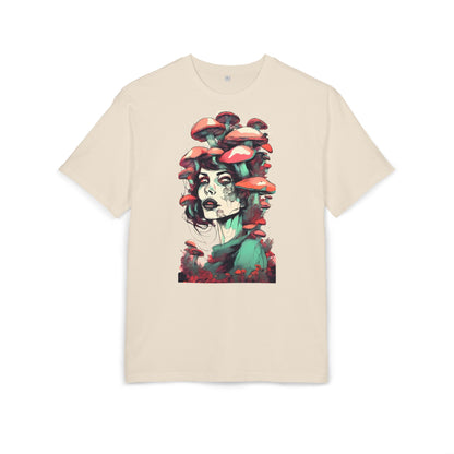 Mushroom Woman Oversized Tee, Bohemian Graphic T-Shirt, Unique Art Tee, Festival Wear, Streetwear Style Top