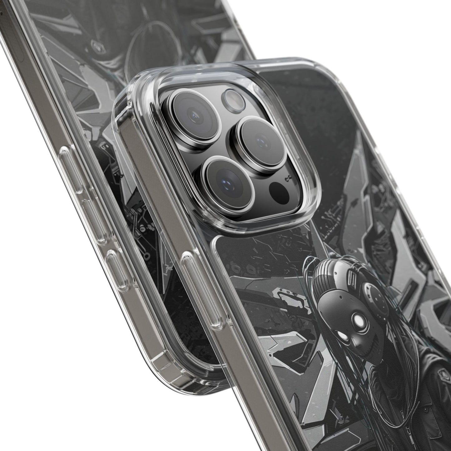 Anime-Inspired Clear Phone Case - Edgy Streetwear Style