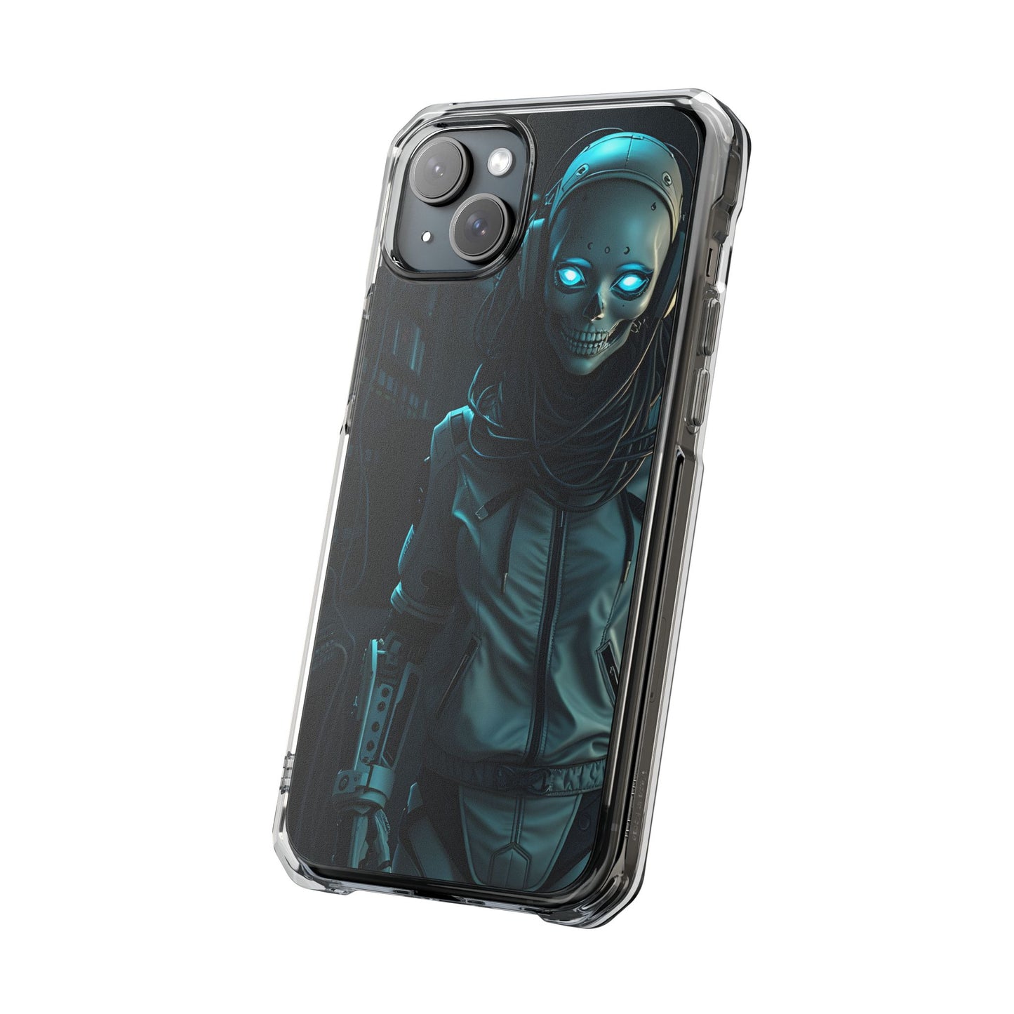 Futuristic Robot Phone Case, Magnetic Clear Impact Case, Unique Gift for Tech Lovers, Protective Smartphone Accessory, Cyberpunk Style