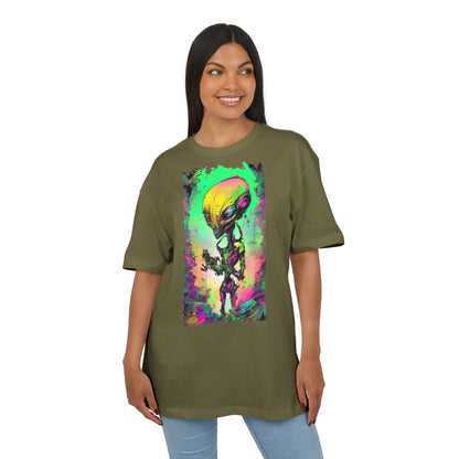 Cosmic Alien Art Tee - Unisex Heavy Oversize Tee, Retro Space Vibe Shirt, Gift for Sci-Fi Lovers, Casual Wear, Unique Graphic T-Shirt