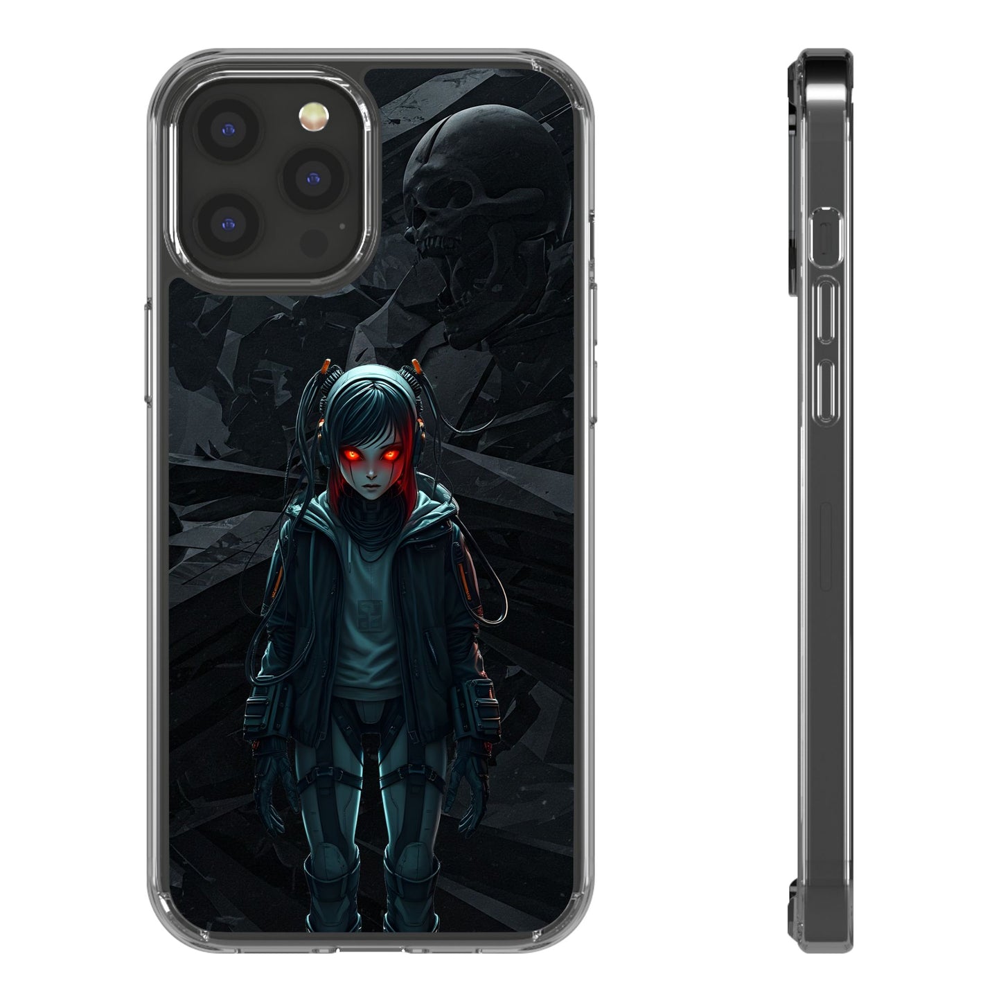 Futuristic Clear Phone Case with Cyberpunk Design - Edgy and Stylish