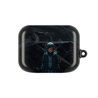 Edgy AirPod Case for Teens, Stylish Headphone Cover, Trendy Tech Accessory, Perfect for Gift Giving, Black Minimalist Design