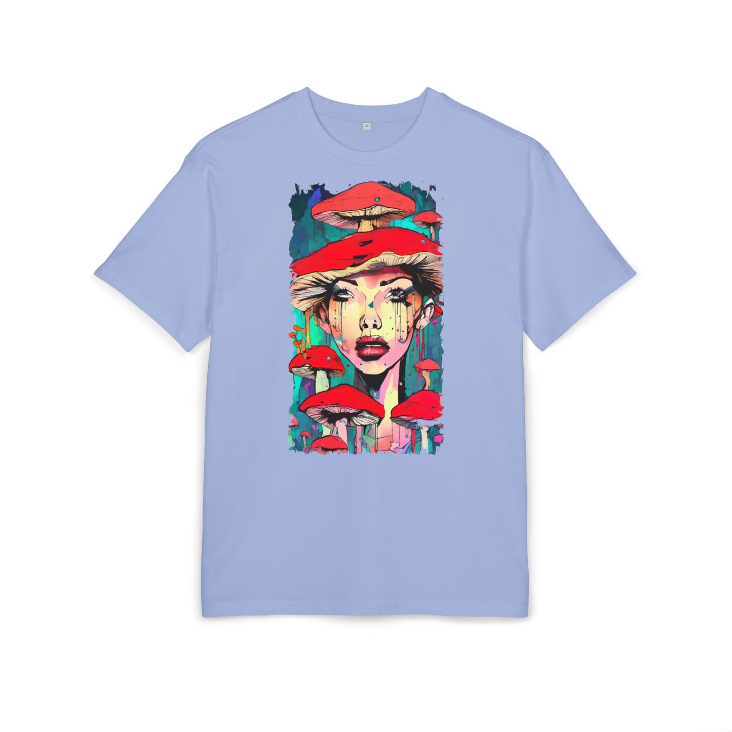Colorful Art Tee, Unisex Heavy Oversize Tee with Mushroom Design, Casual Wear, Graphic Shirt, Gift for Art Lovers, Streetwear Style