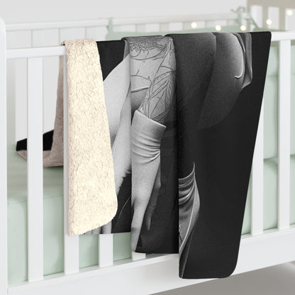 Gothic Sherpa Fleece Blanket - Cozy Horror Decor