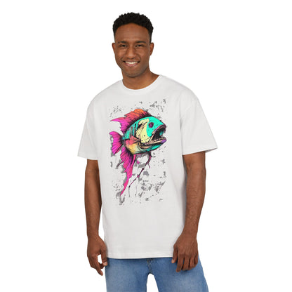 Vibrant Fish Graphic Tee for Casual Style, Summer Wear, Beach Vibes, Gift for Fishing Enthusiasts, Unique Unisex Heavy Oversize Tee
