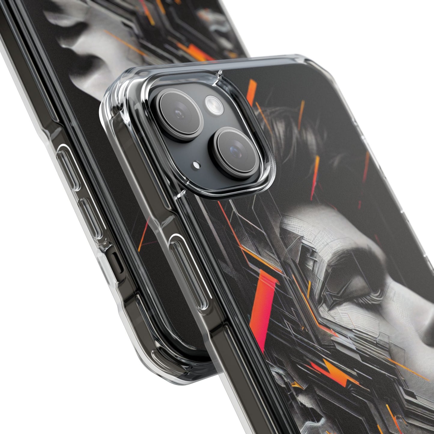 Magnetic Clear Impact Cases with Abstract Graphic, Stylish Phone Protection, Modern Gift for Tech Lovers, Unique Case