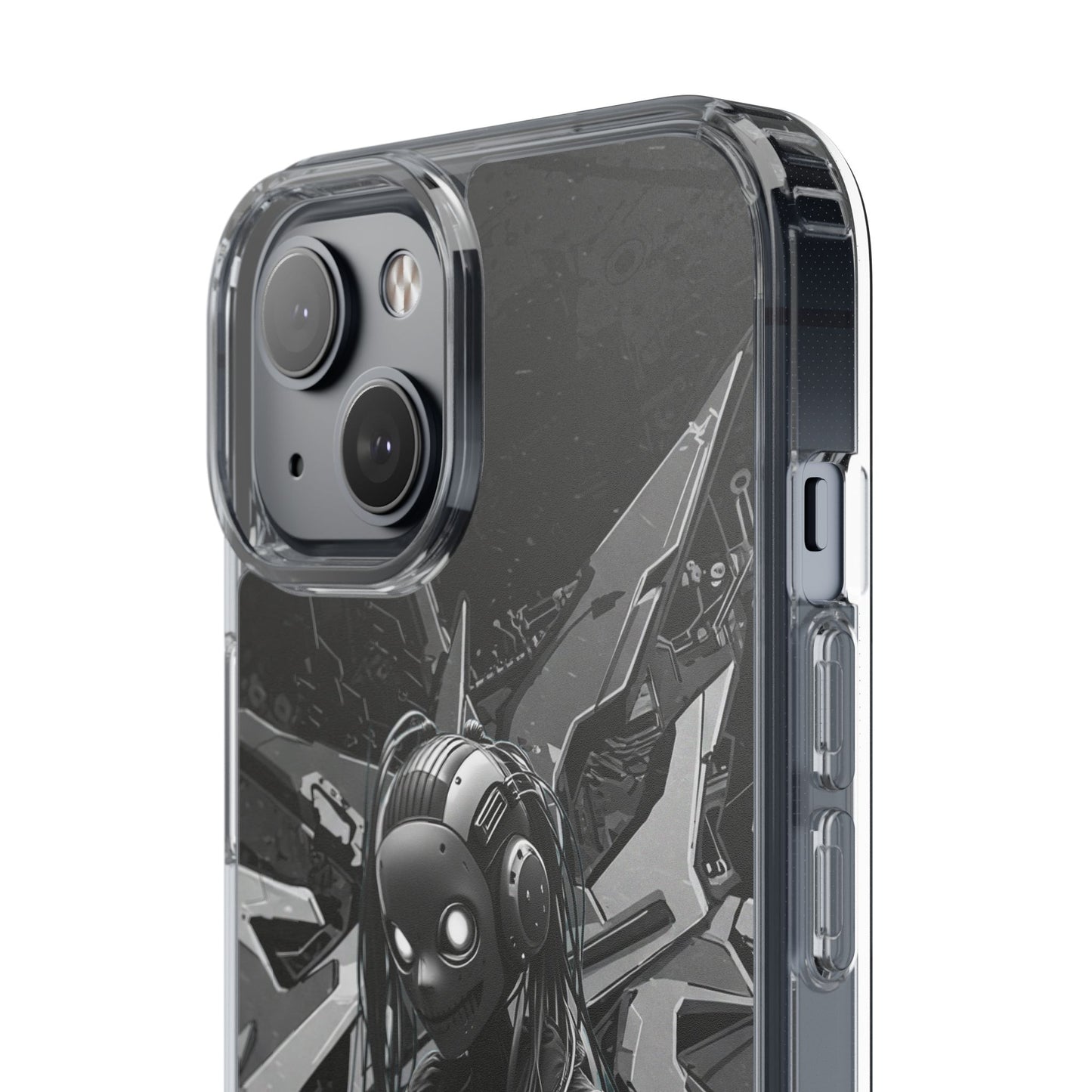 Anime-Inspired Clear Phone Case - Edgy Streetwear Style