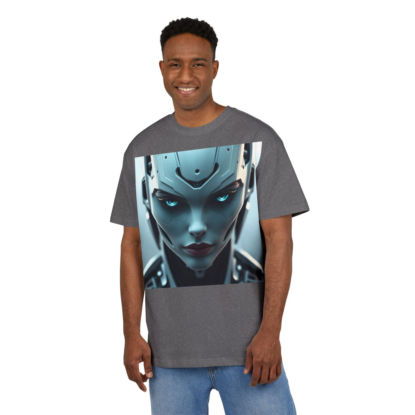 Futuristic Robot Oversize Tee, Cyberpunk Fashion, Unisex Graphic T-Shirt, Tech-Inspired Apparel, Unique Gift for Geeks