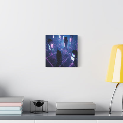 Futuristic Art Canvas, Urban Wall Decor, Retro Digital Print, Cyberpunk Artwork, Modern Home Aesthetic