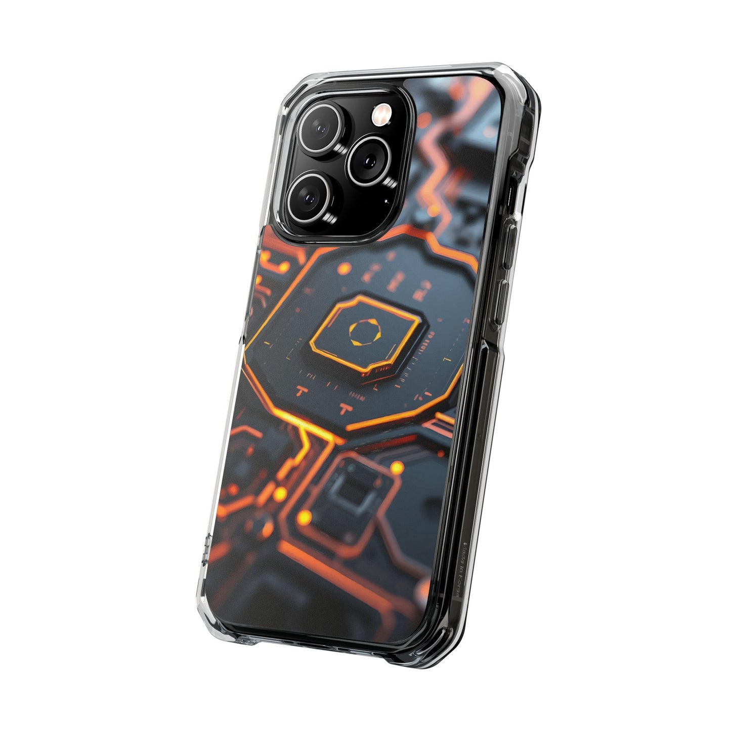 Futuristic Magnetic Phone Case, Clear Impact Case, Stylish Tech Accessory, Gifts for Tech Enthusiasts, Unique Phone Cover