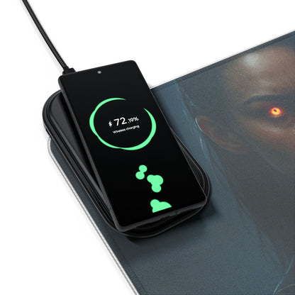 LED Gaming Mouse Pad with Wireless Charging - Game Over Design, Computer Accessory, Gamer Gift, Desk Decor, LED Light Pad, Gaming Desk
