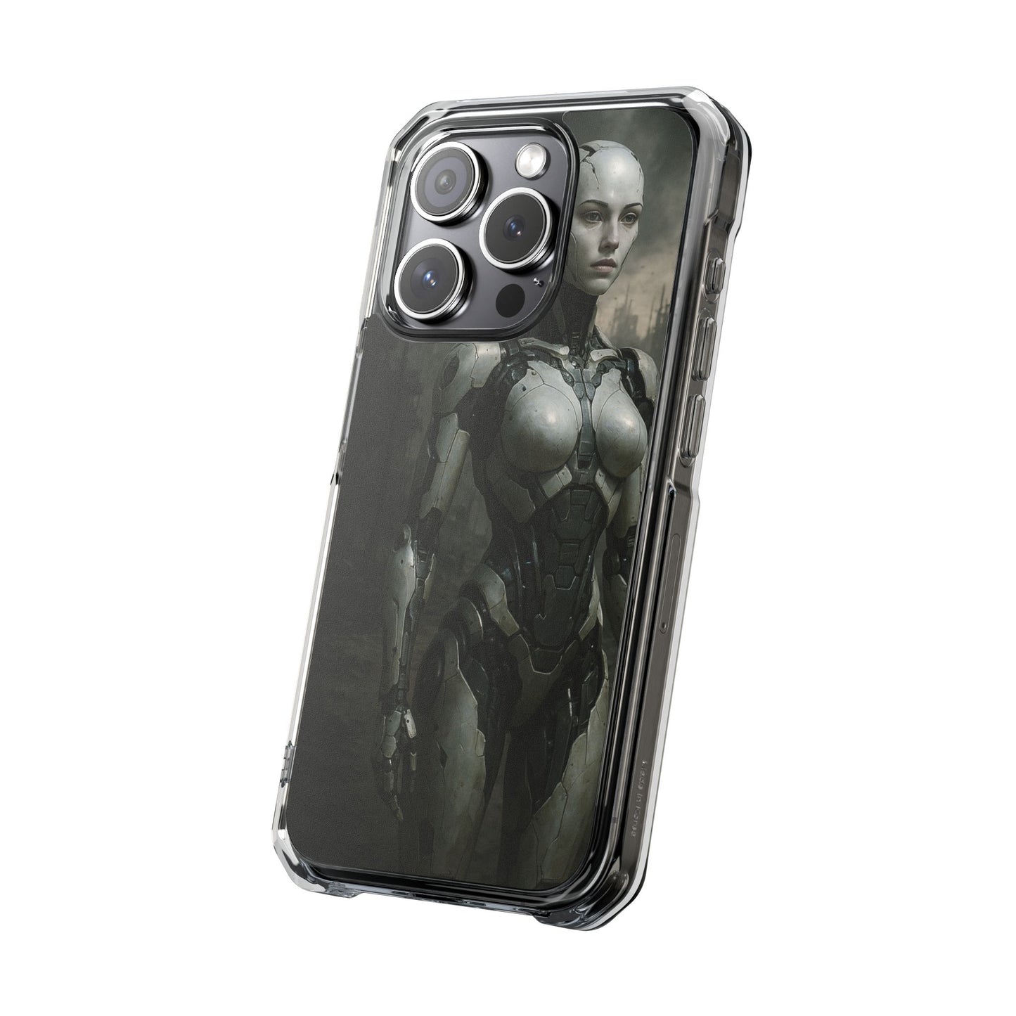 Futuristic Phone Case, Clear Impact Case with Sci-Fi Design, Smartphone Protection, Cyberpunk Aesthetic, Gift for Tech Lovers