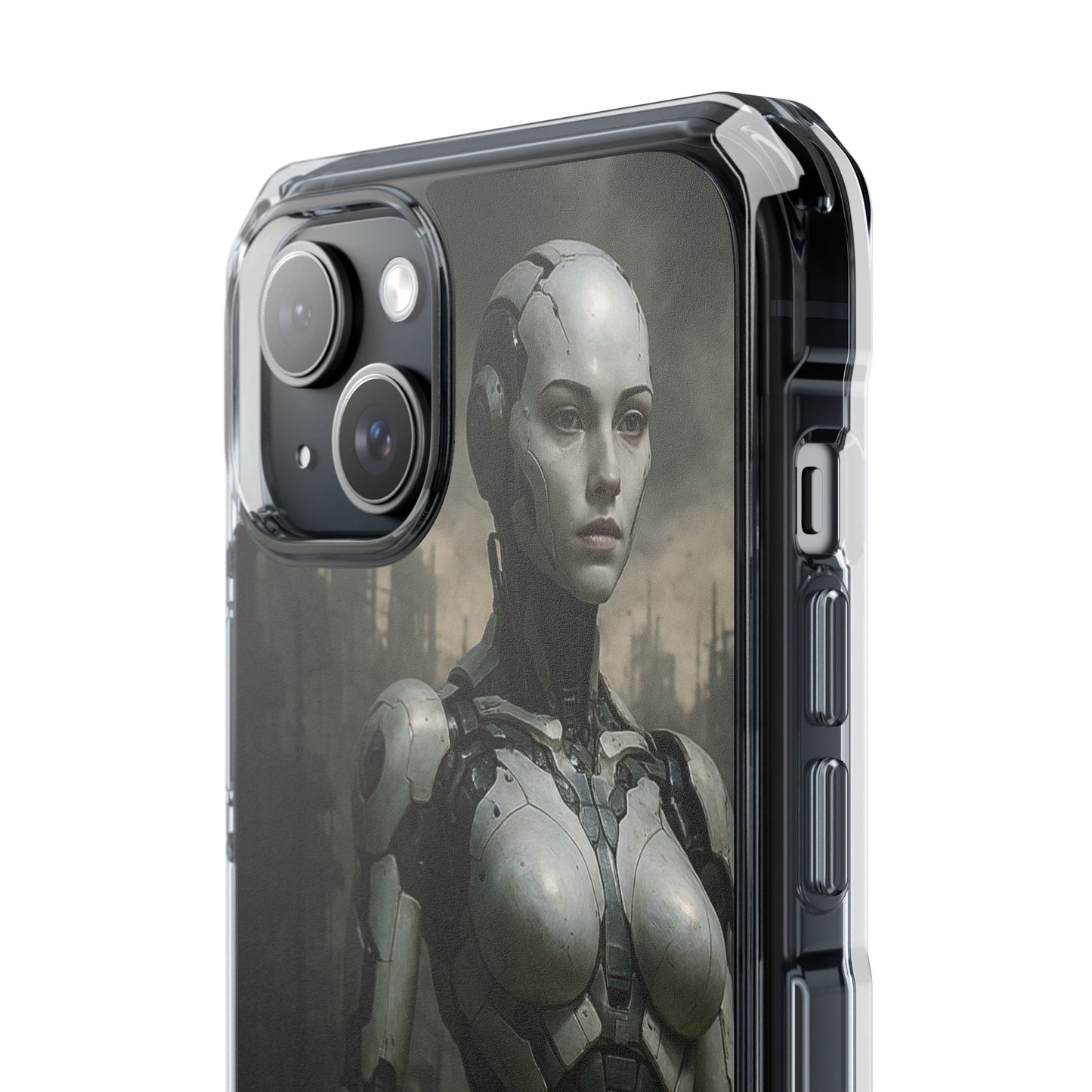 Futuristic Phone Case, Clear Impact Case with Sci-Fi Design, Smartphone Protection, Cyberpunk Aesthetic, Gift for Tech Lovers