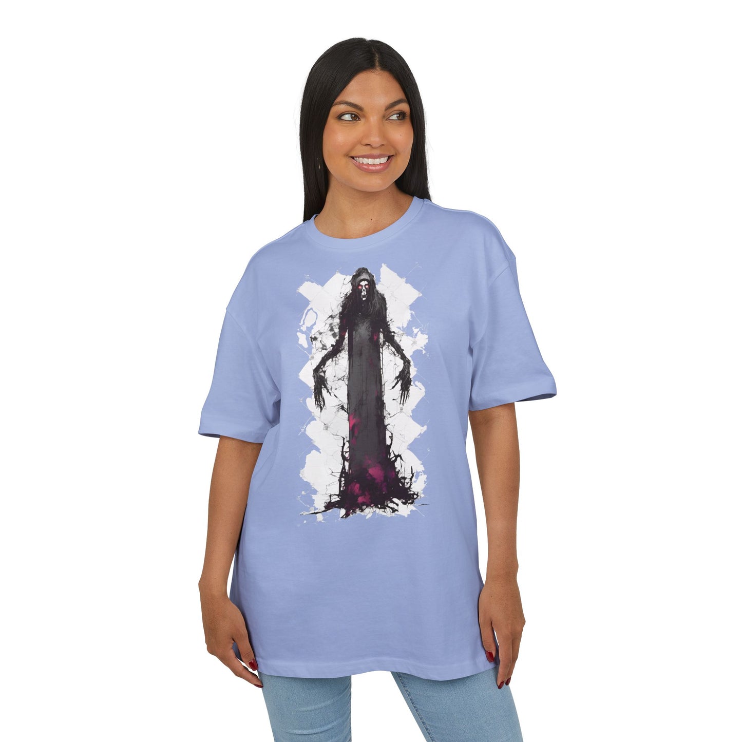 Eerie Spirit Unisex Heavy Oversize Tee, Halloween Costume T-Shirt, Casual Graphic Shirt, Gothic Tee, Spooky Art Apparel