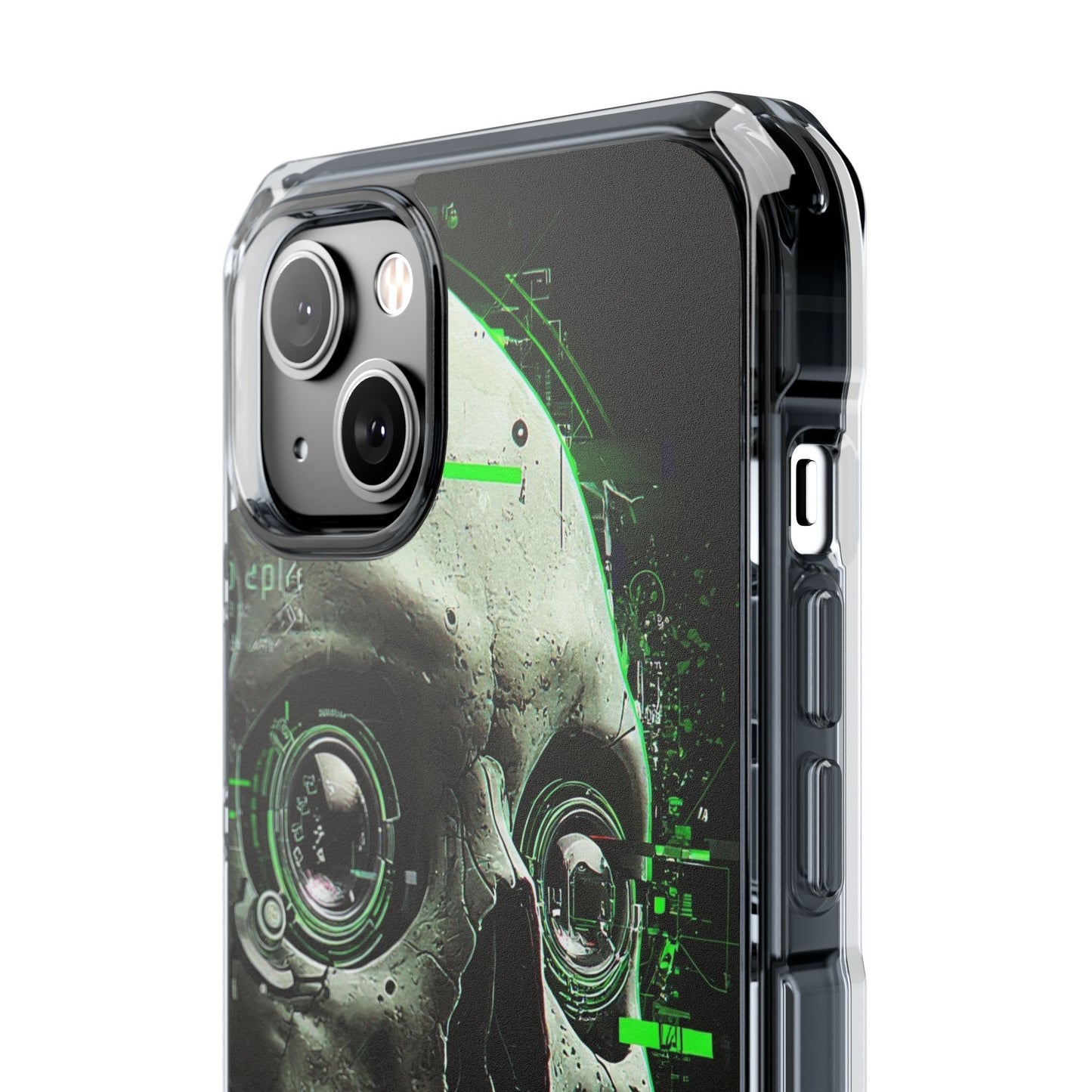 Gothic Skull Phone Case, Cyberpunk Design, Clear Impact Protection, Unique Gift for Him, Halloween Accessories, Tech Lover