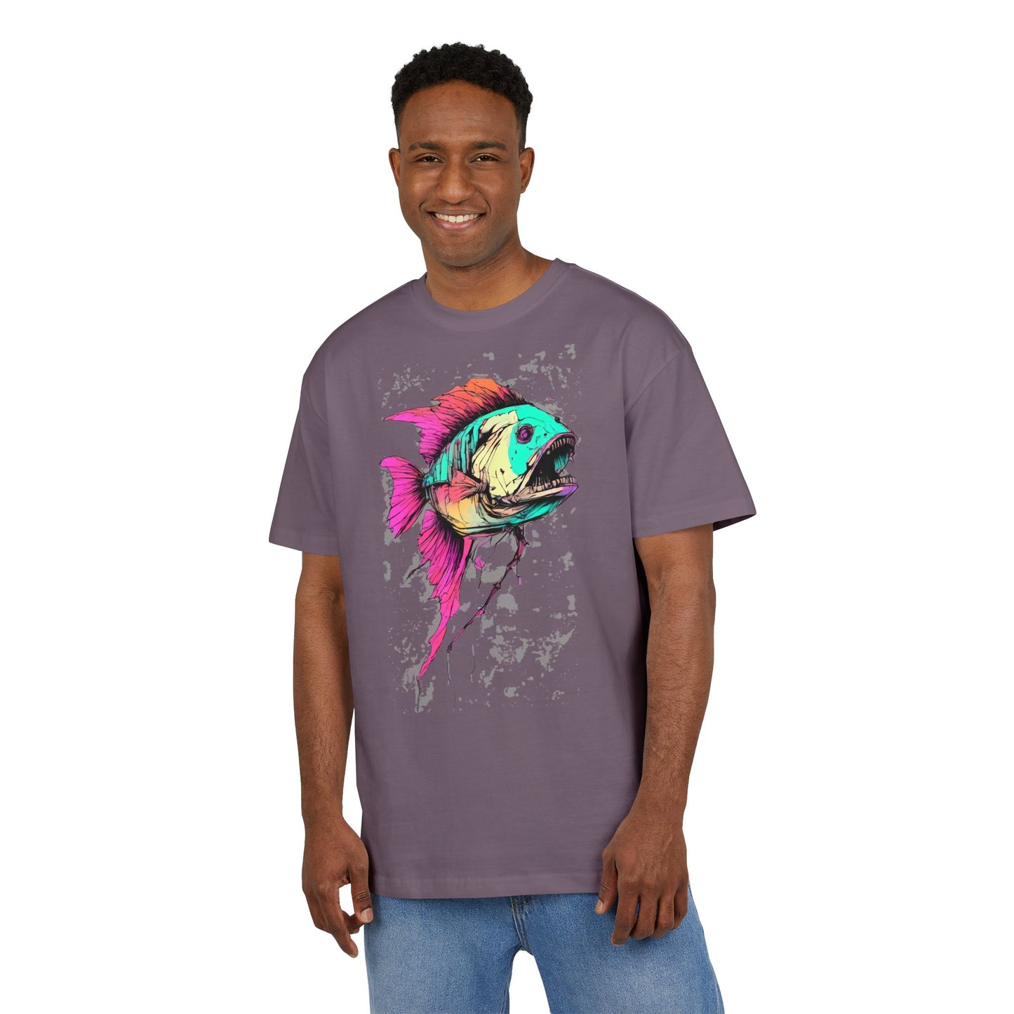 Vibrant Fish Graphic Tee for Casual Style, Summer Wear, Beach Vibes, Gift for Fishing Enthusiasts, Unique Unisex Heavy Oversize Tee