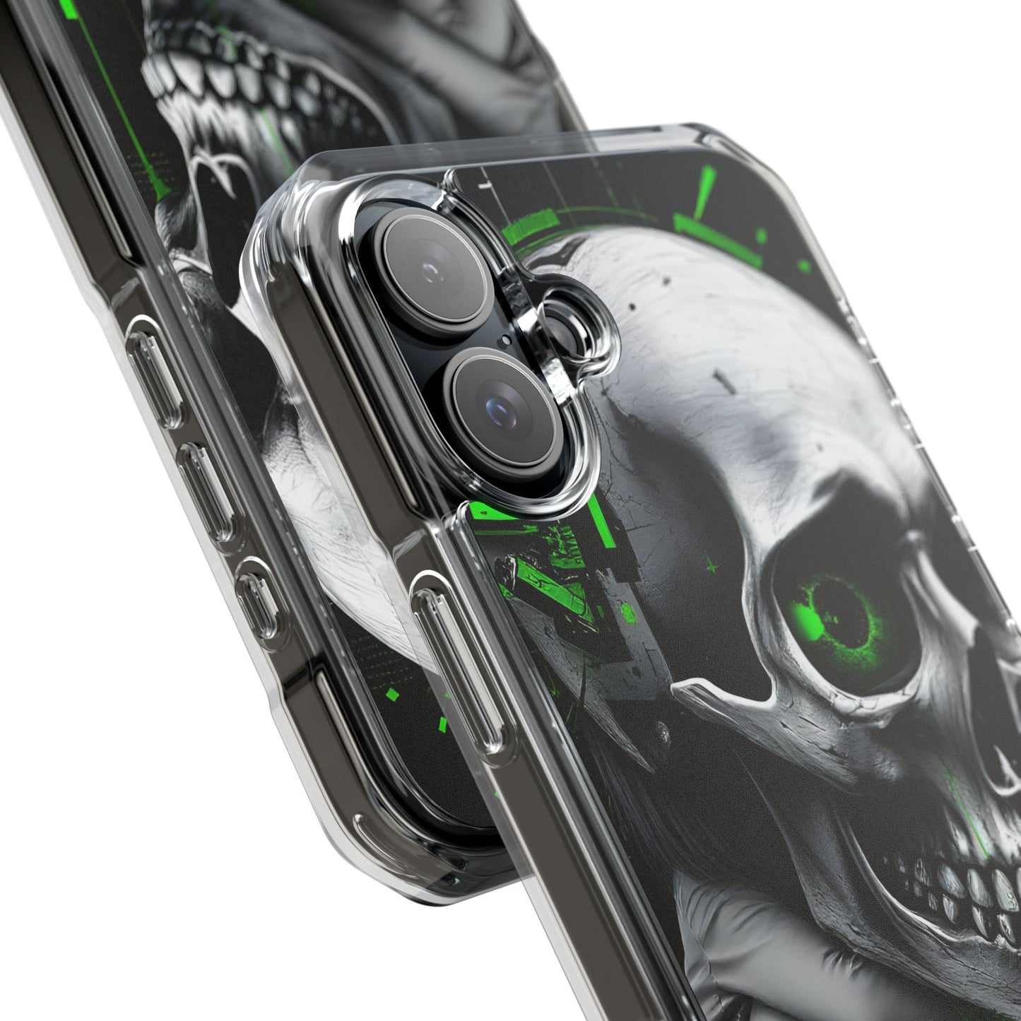 Edgy Skull Phone Case - Magnetic Clear Impact Cases, Unique Phone Cover, Goth Accessory, Halloween Gift, Stylish Tech Protection