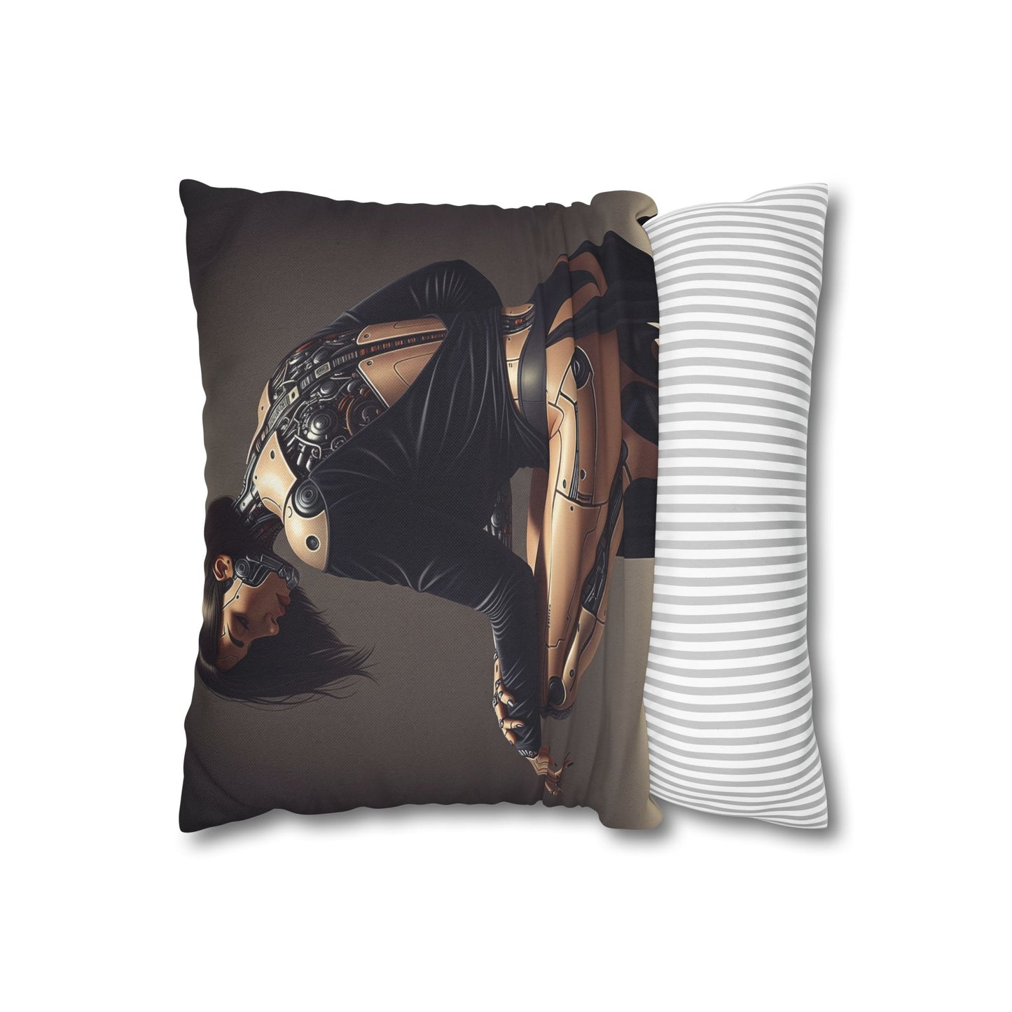 Futuristic Robot Art Pillowcase, Decorative Throw Pillow, Modern Home Decor, Gift for Tech Lovers, Cyberpunk Cushion Cover
