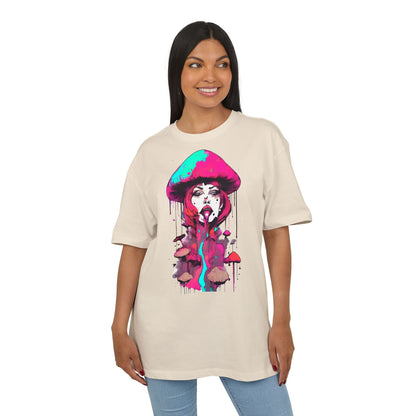 Vibrant Mushroom Art Unisex Heavy Oversize Tee, Funky T-Shirt, Artistic Casual Wear, Gift for Art Lovers, Unique Streetwear