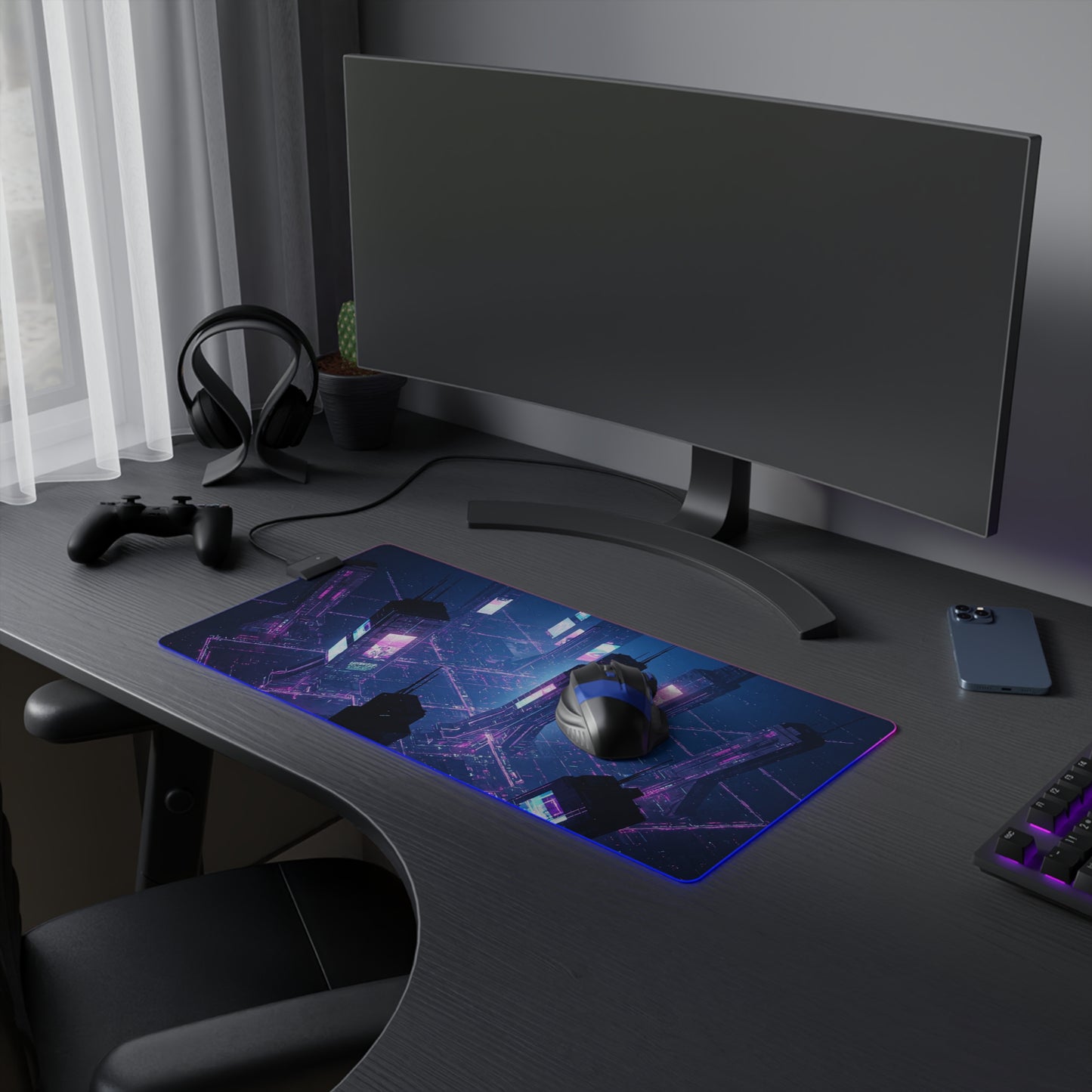 LED Cyberpunk Gaming Mouse Pad - Futuristic Glow, Desk Accessory for Gamers, Perfect for Birthdays, Gaming Setup, Home Office
