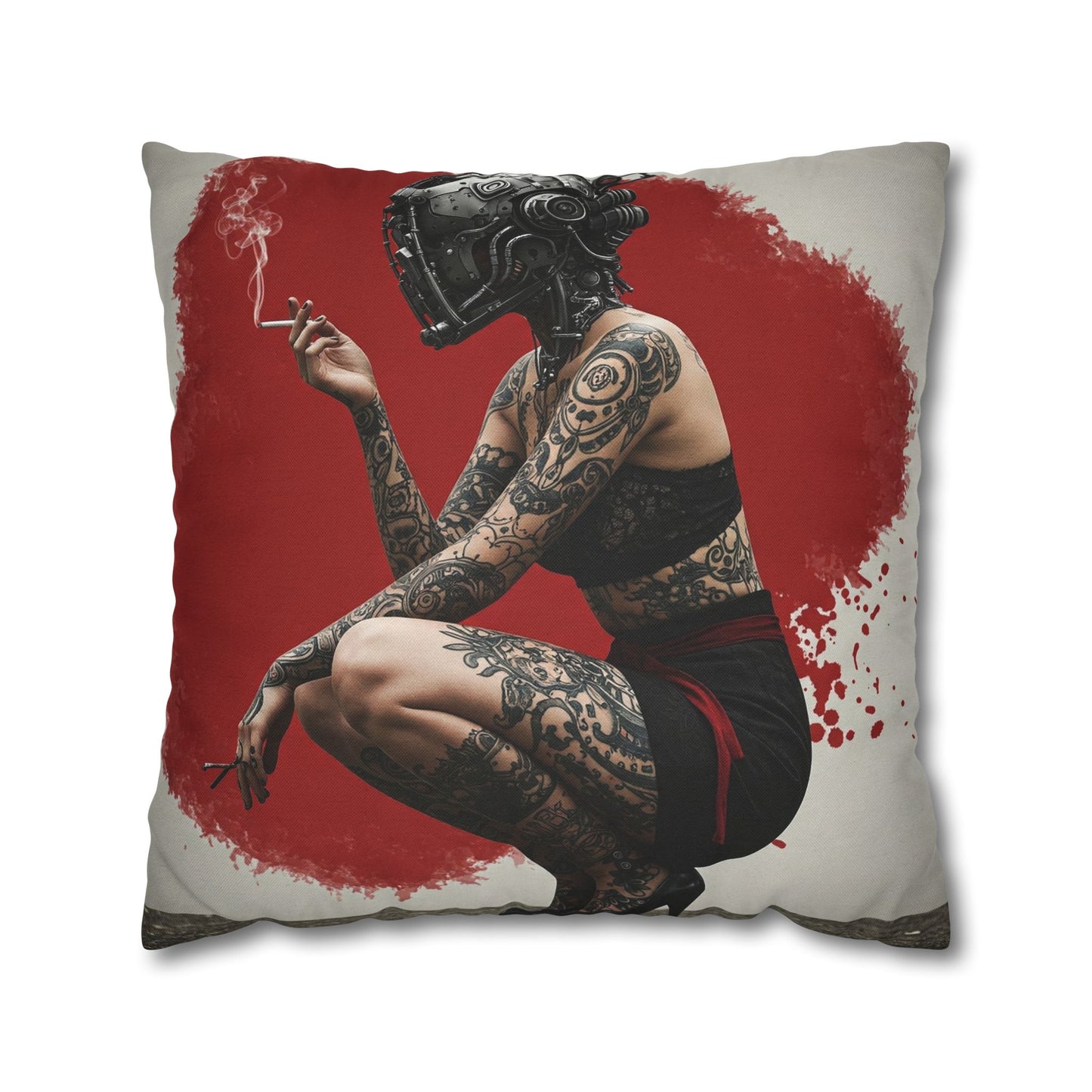 Edgy Tattoo Art Pillowcase | Boho Decor, Home Accent, Gift for Her, Trendy Cushion, Festival Style