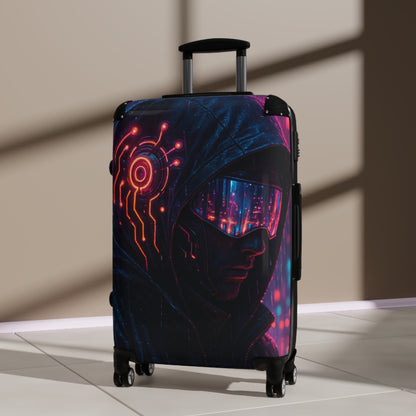 Futuristic Suitcase with Cyberpunk Design | Travel Luggage, Geek Gift, Stylish Bag, Unique Carry-On, Adventure Accessories