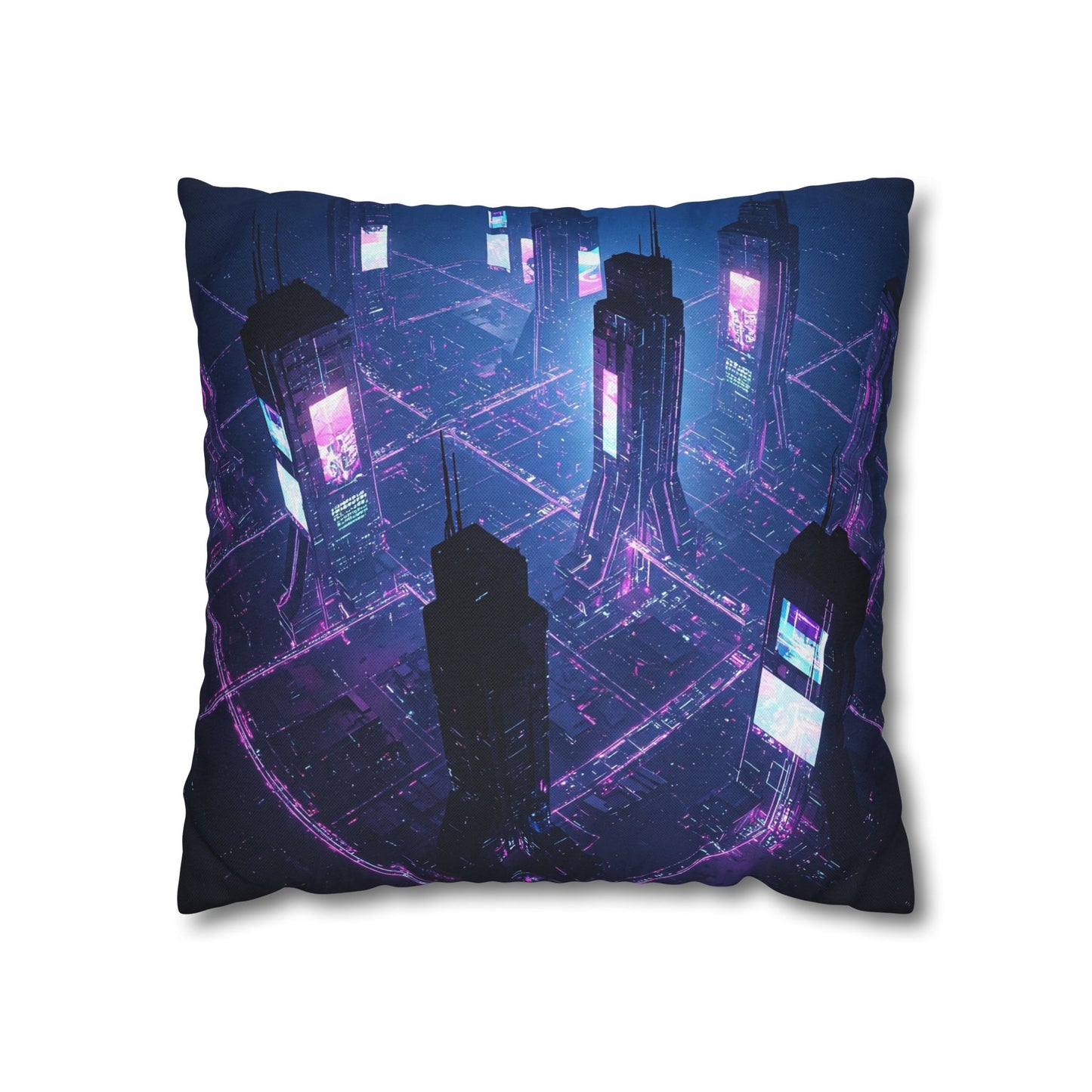 Futuristic Cityscape Pillowcase, Home Decor, Throw Pillow Cover, Gift for Gamers, Cyberpunk Vibe, Modern Bedroom Accent