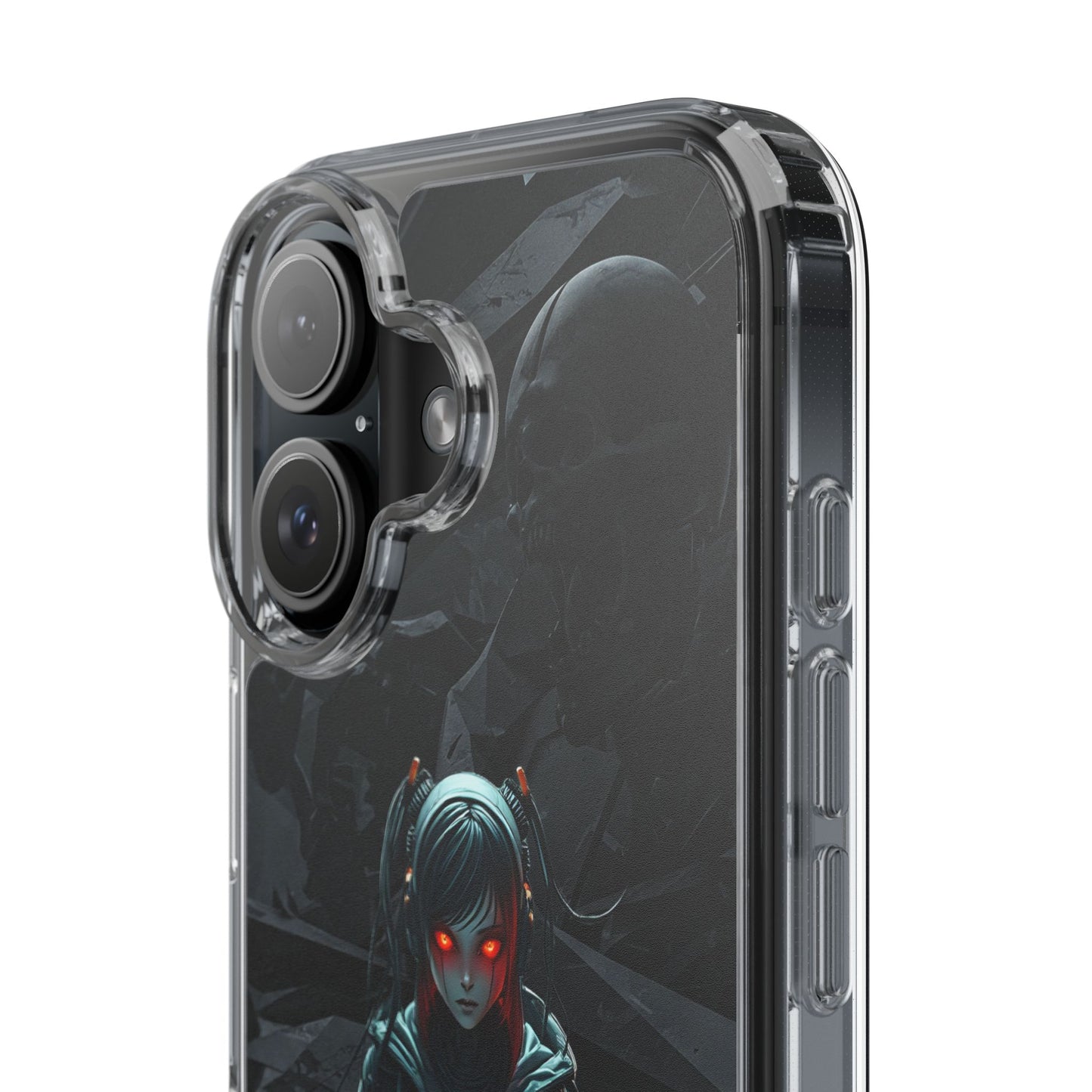 Futuristic Clear Phone Case with Cyberpunk Design - Edgy and Stylish