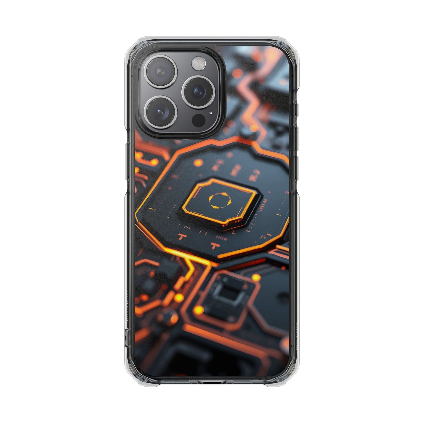 Futuristic Magnetic Phone Case, Clear Impact Case, Stylish Tech Accessory, Gifts for Tech Enthusiasts, Unique Phone Cover