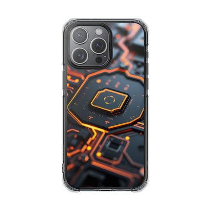 Futuristic Magnetic Phone Case, Clear Impact Case, Stylish Tech Accessory, Gifts for Tech Enthusiasts, Unique Phone Cover