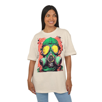 Retro Gas Mask Unisex Heavy Oversize Tee, Streetwear T-Shirt, Unique Graphic Tee, Festival Fashion, Cool Casual Wear