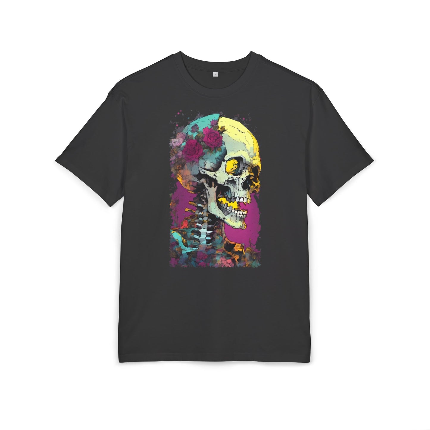 Colorful Skull Oversize Tee, Unisex Graphic Shirt, Edgy Streetwear, Casual Summer Top, Halloween Costume, Gift for Art Lovers