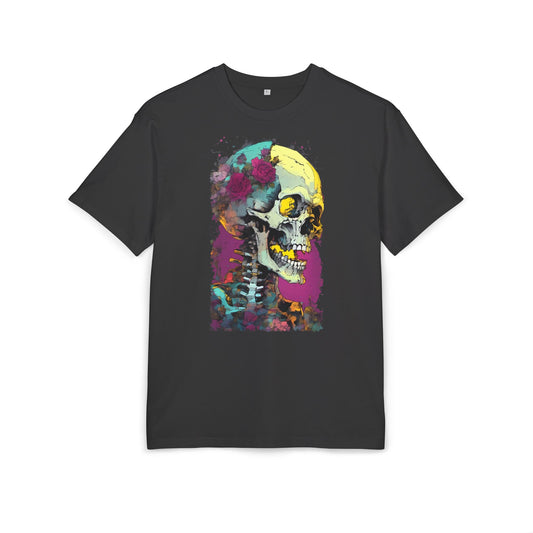 Colorful Skull Oversize Tee, Unisex Graphic Shirt, Edgy Streetwear, Casual Summer Top, Halloween Costume, Gift for Art Lovers