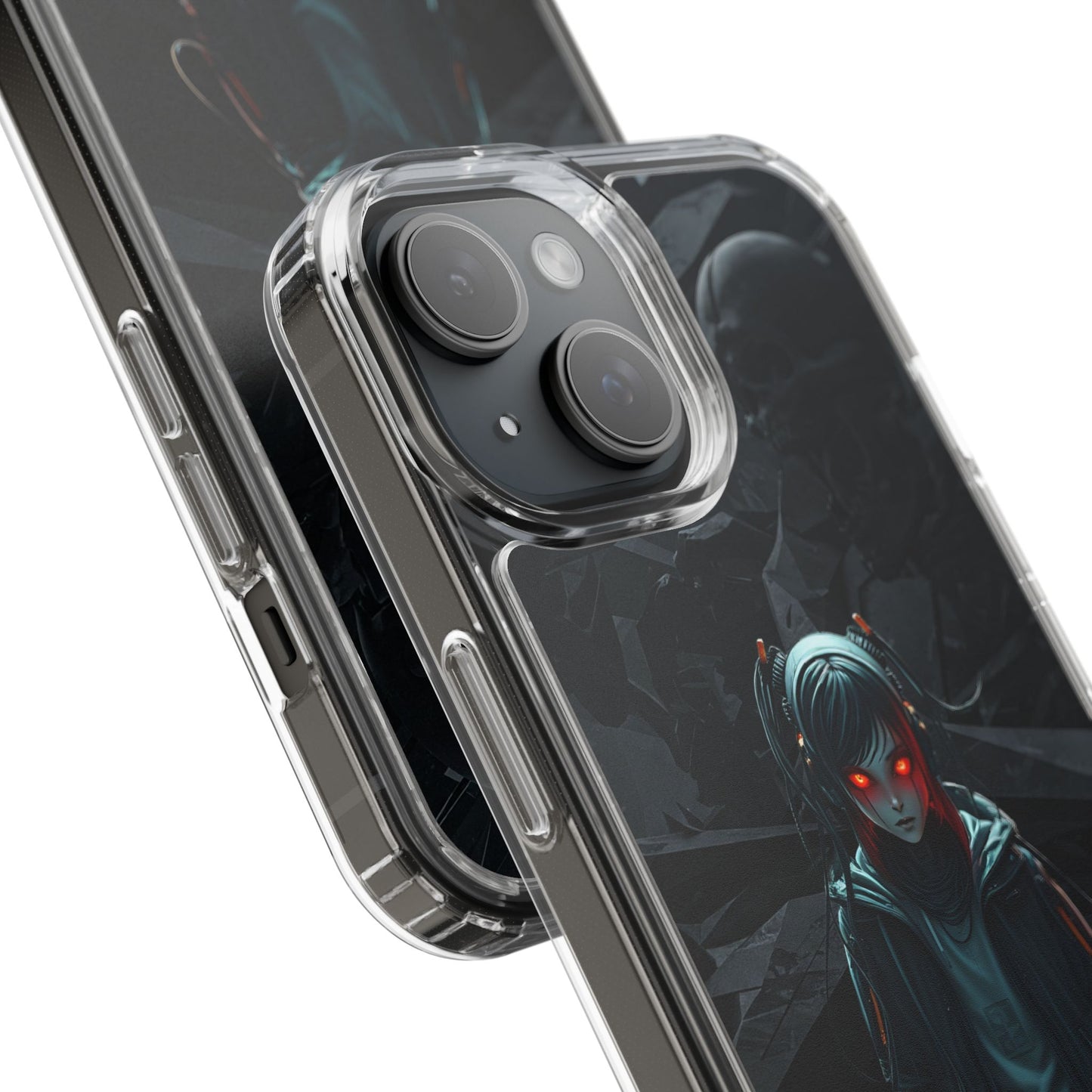 Futuristic Clear Phone Case with Cyberpunk Design - Edgy and Stylish