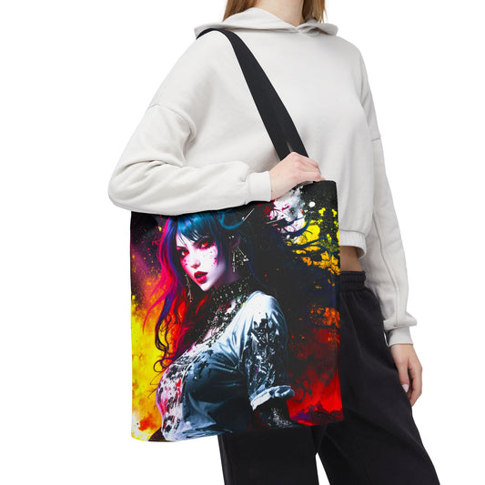 Vibrant Art Tote Bag, Gothic Chic Shopper, Colorful Beach Bag, Unique Gift for Her, Boho Style Tote, Festival Essential