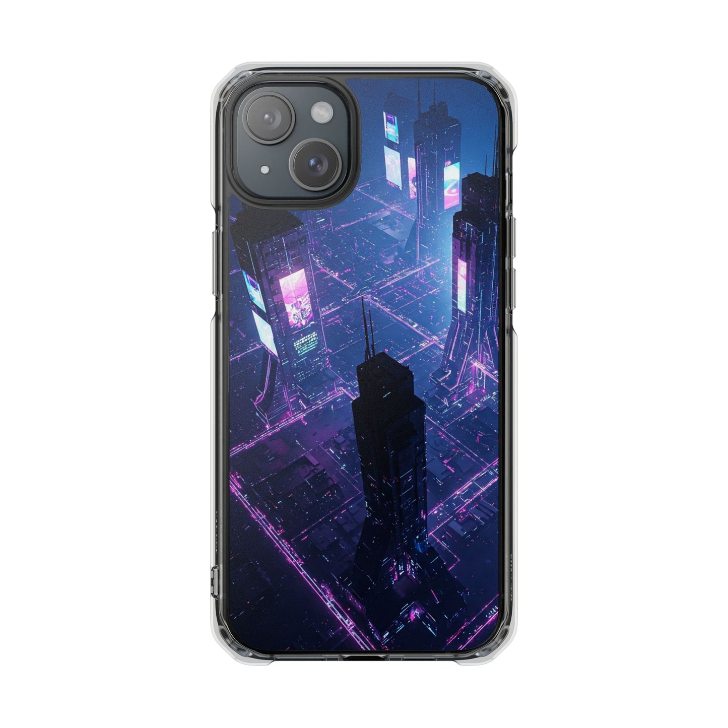 Futuristic Cityscape Phone Case, Customizable Clear Impact Case, Gift for Tech Lovers, Unique Phone Accessory, Aesthetic Cell Phone Cover