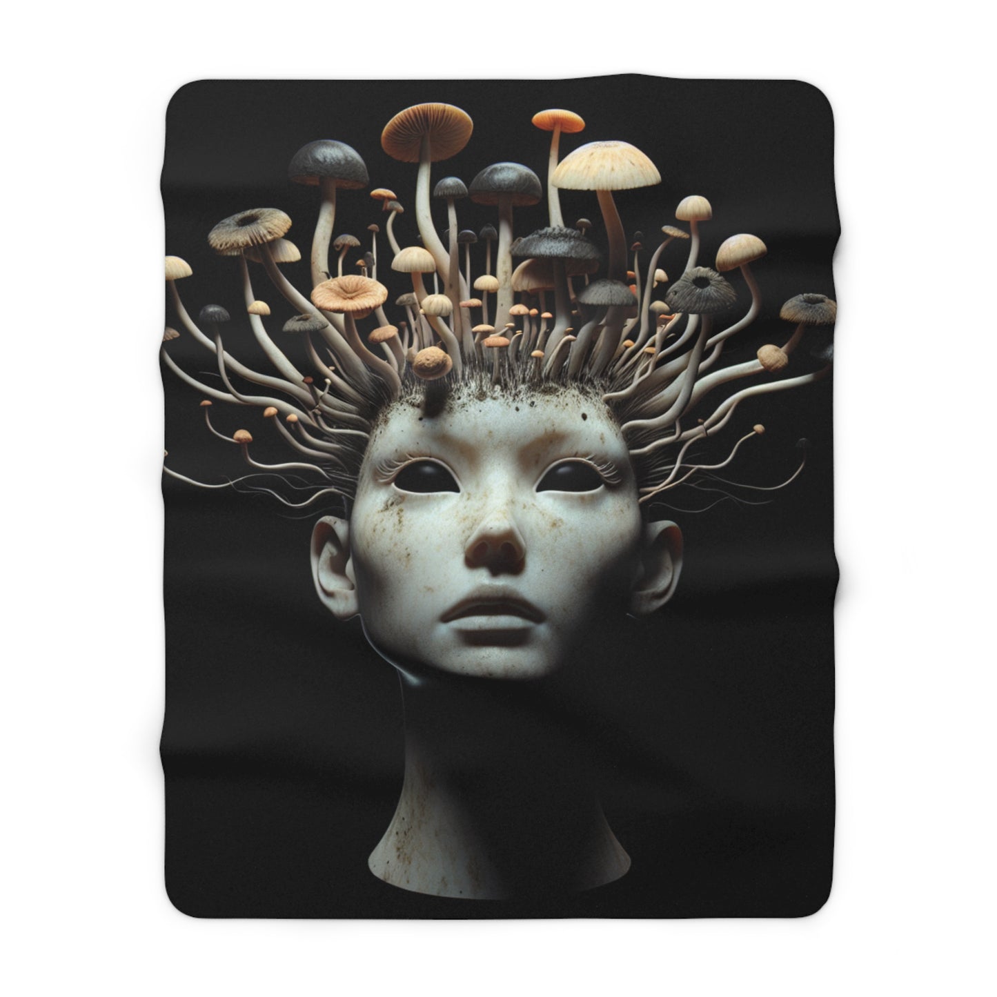 Mushroom Fantasy Sherpa Fleece Blanket - Cozy Art for Dreamers