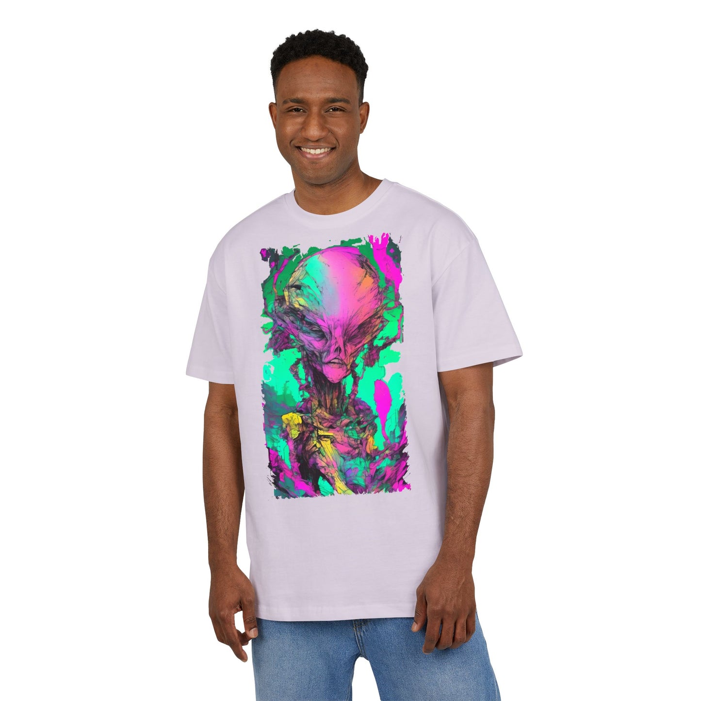 Alien Art Unisex Oversize Tee, Graphic Tee, Casual Style, Streetwear, Unique Gift, Statement Piece