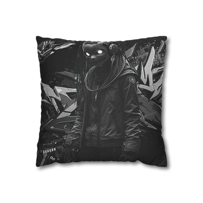 Edgy Cyberpunk Square Pillowcase - Modern Decor for Gaming Enthusiasts