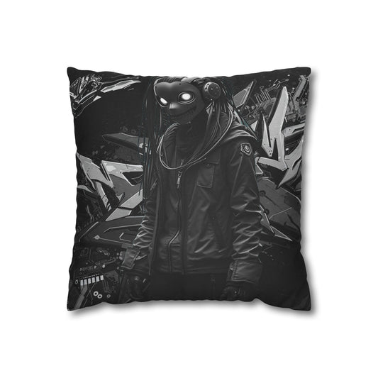 Edgy Cyberpunk Square Pillowcase - Modern Decor for Gaming Enthusiasts
