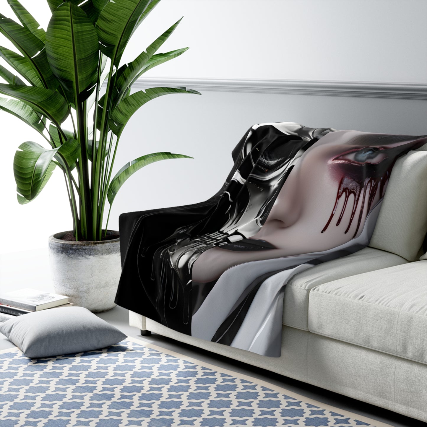 Sherpa Fleece Blanket with Dark Gothic Horror Design