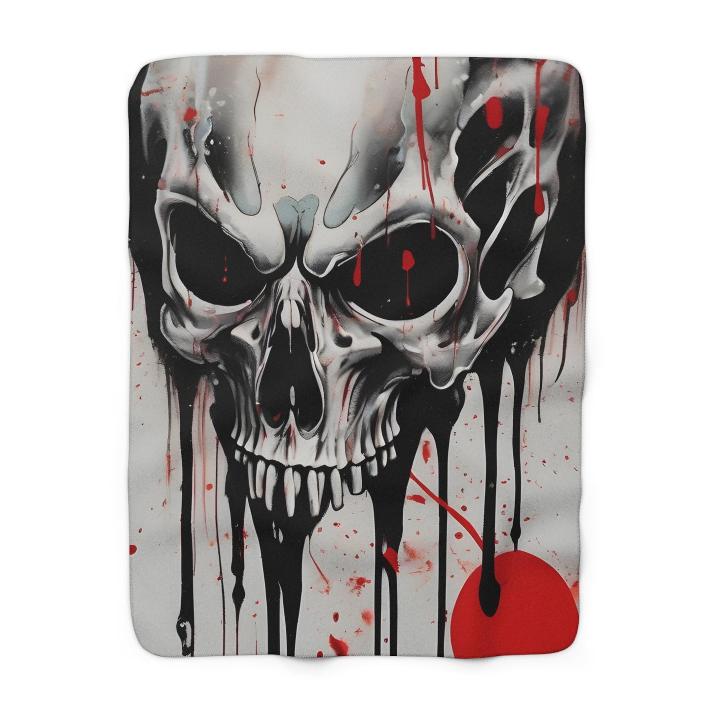 Sherpa Fleece Blanket with Dark Horror Skull Design