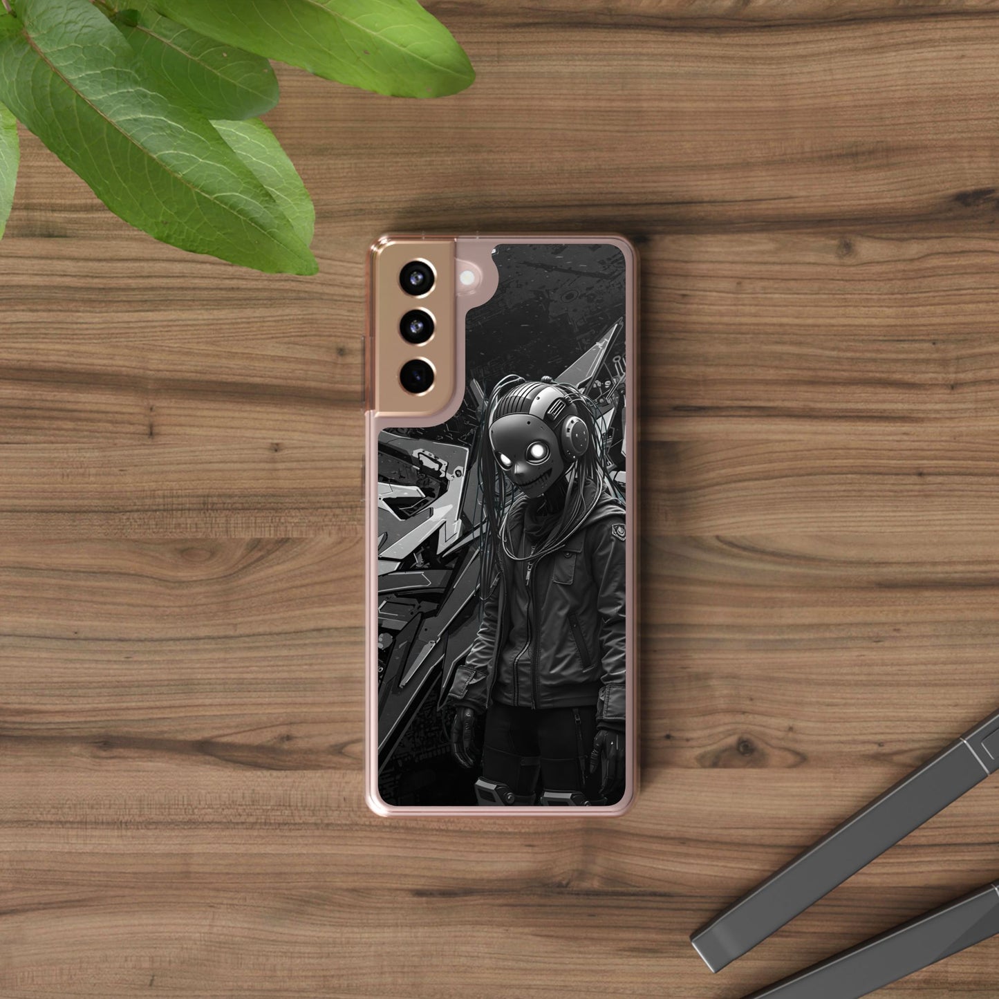 Anime-Inspired Clear Phone Case - Edgy Streetwear Style