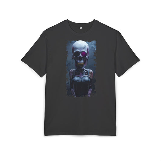 Unisex Heavy Oversize Tee with Skeleton Graphic, Spooky Halloween T-shirt, Casual Graphic Tee, Skeleton Art Shirt, Unisex Halloween Apparel
