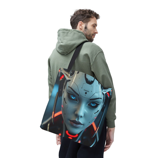 Futuristic Robot Tote Bag | Cyberpunk Style, Eco-Friendly Carryall, Gift for Tech Lovers, Computer Bag, Fashion Statement