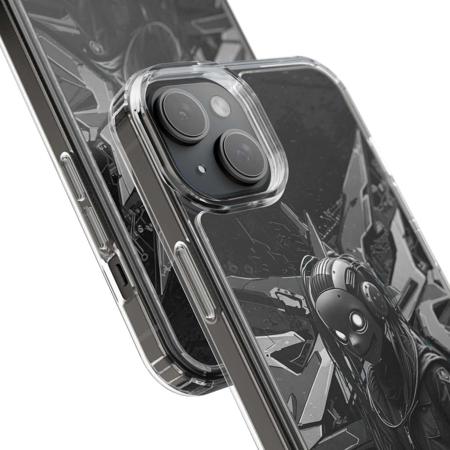 Anime-Inspired Clear Phone Case - Edgy Streetwear Style